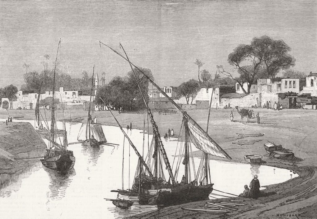 EGYPT. War in. Mahmoudieh Canal, Alexandria 1882 old antique print picture